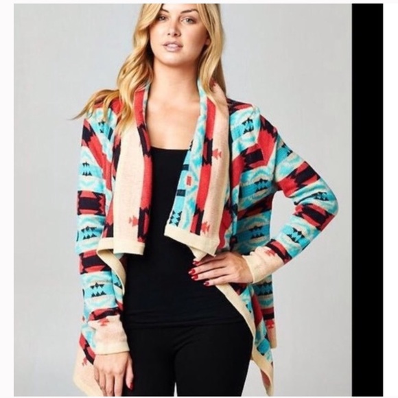 Anthro Moon Collection Aztec Drape Cardigan - Picture 8 of 16
